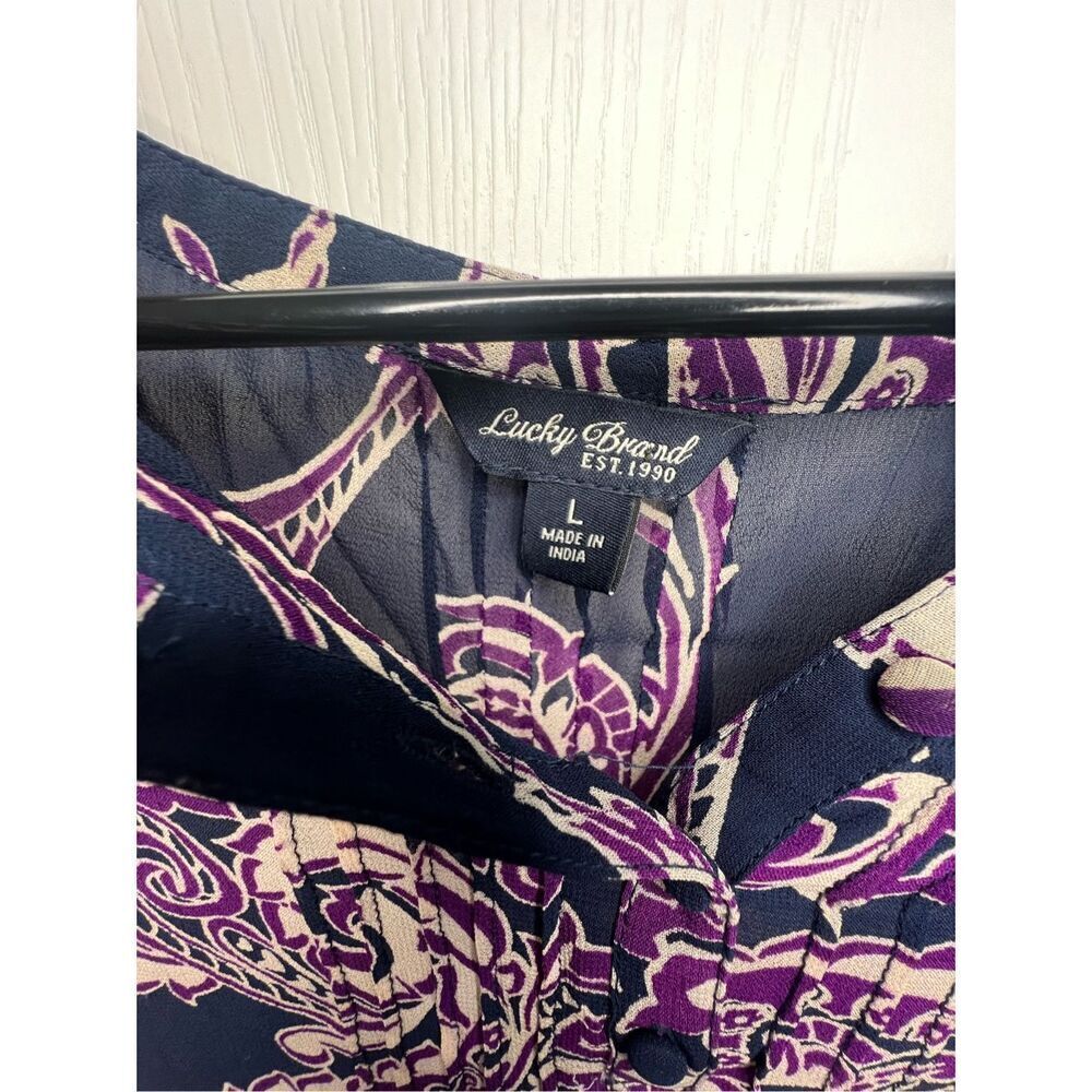 Lucky Brand Sheer Lightweight Long Sleeve Paisley Patterned Blouse - Picture 4 of 5